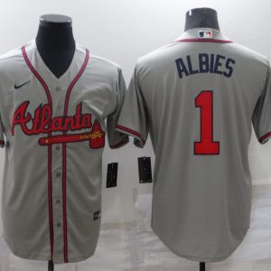 MLB Atlanta Braves #1 Albies Grey Game Nike Jersey