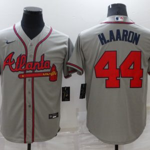 MLB Atlanta Braves #44 H.Aaron Grey Game Jersey