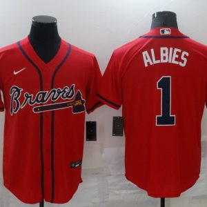 MLB Atlanta Braves #1 Albies Red Game Nike Jersey
