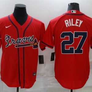 MLB Atlanta Braves #27 Riley Red Game Nike Jersey