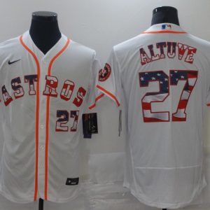 Men's Atlanta Braves White #27 Altuve 2020 2020 Stars & Stripes Flex Elite Jersey