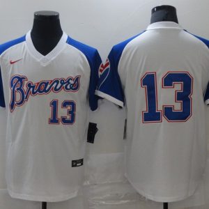 MLB Atlanta Braves #13 Ronald Acuna Jr. White Blue Game Jersey