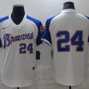 MLB Atlanta Braves #24 Deion Sanders White Game Jersey