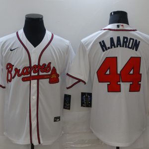 MLB Atlanta Braves #44 Hank Aaron Red Game Nike Jersey