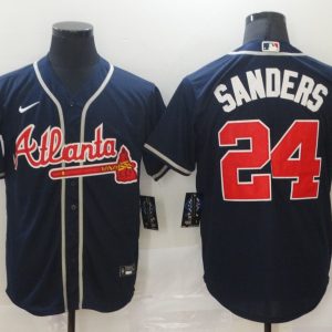 MLB Atlanta Braves #24 Sanders Blue Game Nike Jersey