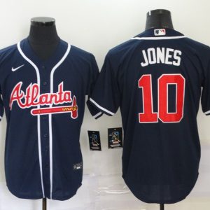 MLB Atlanta Braves #10 Jones Navy Blue Game Nike Jersey
