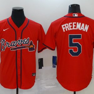 MLB Atlanta Braves #5 Freeman Red Game Nike Jersey
