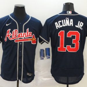 MLB Atlanta Braves #13 Ronald Acuña Jr Blue Flex Base Elite Jersey