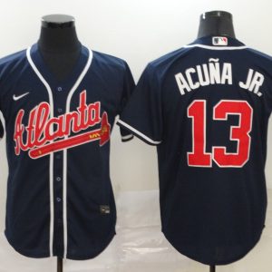 MLB Atlanta Braves #13 Ronald Acuña Jr Blue Game Nike Jersey