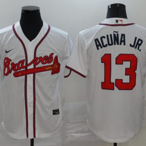 MLB Atlanta Braves #13 Ronald Acuña Jr White Game Nike Jersey