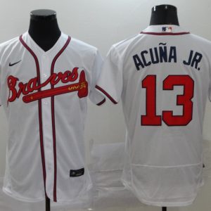 MLB Atlanta Braves #13 Ronald Acuña Jr White Flex Base Elite Jersey