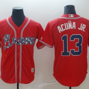Atlanta Braves #13 Ronald Acuna MLB Men's Red Game Jersey