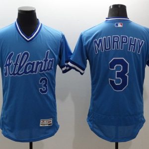 Majestics MLB Atlanta Braves #3 Dale Murphy Blue Jersey
