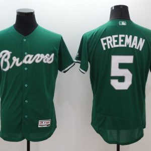 Majestics Atlanta Braves #5 Freeman Green Elite MLB Jersey