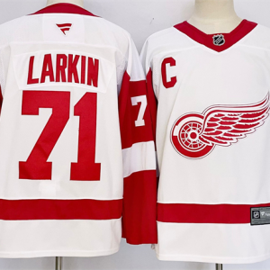 Men's Detroit Red Wings #71 Dylan Larkin White 2024-25 Stitched Jersey