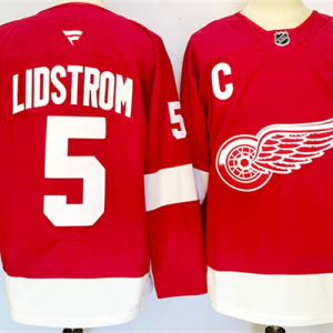 Men's Detroit Red Wings #5 Nicklas Lidström Red 2024-25 Stitched Jersey