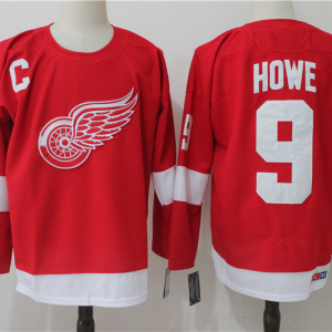 Men's Detroit Red Wings #9 Gordie Howe Red Throwback CCM Stitched NHL Jersey