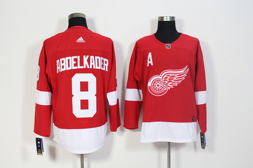 Men's Adidas Detroit Red Wings #8 Justin Abdelkader Red Stitched NHL Jersey