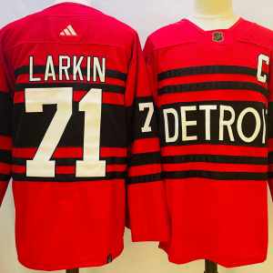 Men's Detroit Red Wings #71 Dylan Larkin Red 2022-23 Reverse Retro Jersey