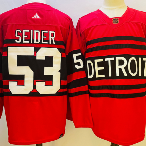 Men's Detroit Red Wings #53 Seider Red 2022-23 Reverse Retro Jersey