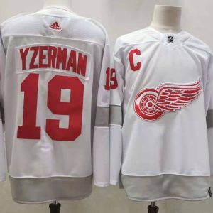 NHL Detroit Red Wings #19 Steve Yzerman White 2020-21 Reverse Retro Stitched Jersey