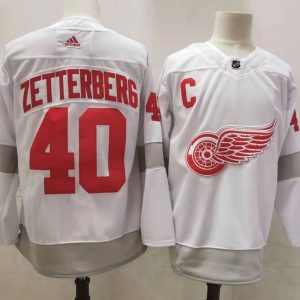 NHL Detroit Red Wings #40 Zetterberg White 2020-21 Reverse Retro Stitched Jersey