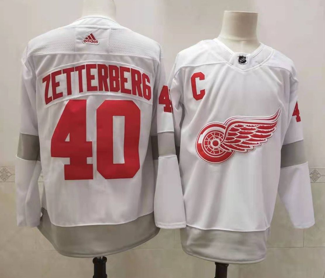 NHL Detroit Red Wings #40 Zetterberg White 2020-21 Reverse Retro Stitched Jersey