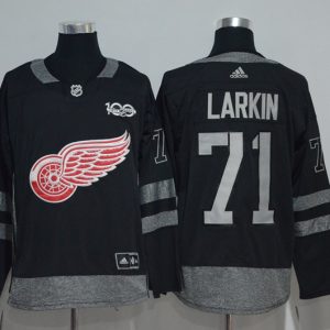 NHL Detroit Red Wings #71 Larkin Black 100th Anniversary Jersey