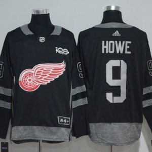 NHL Detroit Red Wings #9 Howe Black 100th Anniversary Jersey