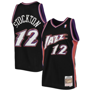 Men's Utah Jazz #12 John Stockton Black 1998-99 Mitchell & Ness Swingman Stitched