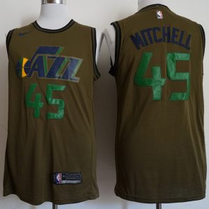 NBA Jazz 45 Donovan Mitchell Olive Nike Swingman Men Jersey