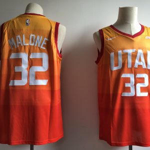 Nike NBA Utah Jazz Karl #32 Malone Swingman City Edition Orange Jersey