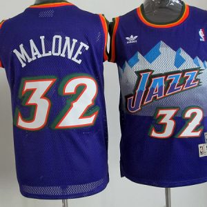 NBA Utah Jazz #32 Karl Malone Purple throwback Jersey