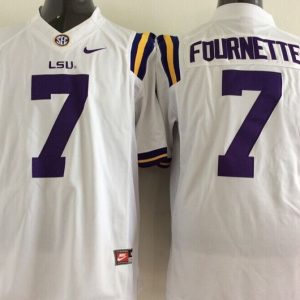 2015 LSU Tigers #7 Fournette White jersey