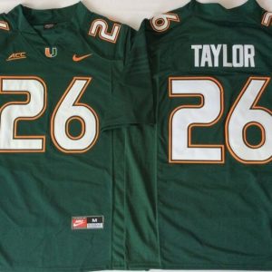2018 Miami Hurricanes Green #26 TAYLOR jersey