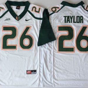 2018 Miami Hurricanes White #26 TAYLOR jersey