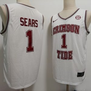 Alabama Crimson Tide #1 Mark Sears basketball white retro jersey