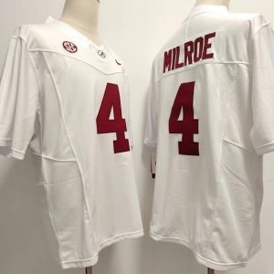 Alabama Crimson Tide #4 Jalen Milroe WhiteThird generation jersey