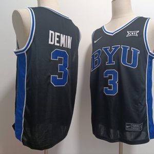 BYU Cougars Basketball #3 Egor Demin Black jersey
