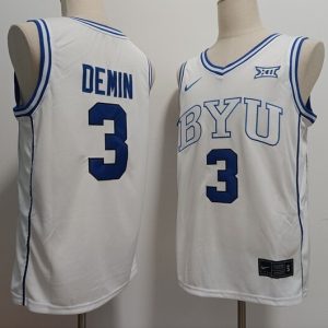 BYU Cougars Basketball #3 Egor Demin White jersey