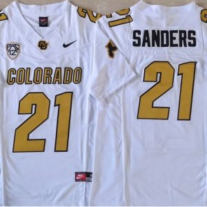 COLORADO BUFFALOES White #21 SANDERS_1 jersey