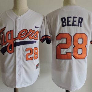 Clemson Tigers Seth Beer #28 White jersey
