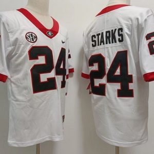 Georgia Bulldogs #24 Starks White jersey