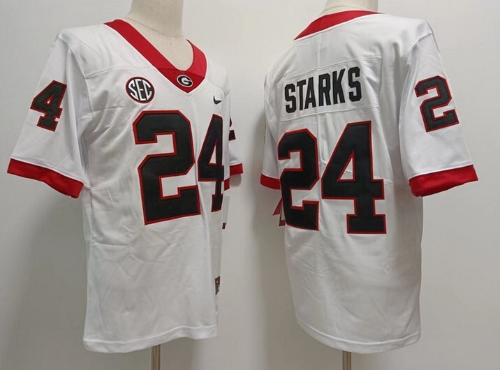 Georgia Bulldogs #24 Starks White jersey