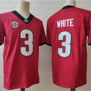 Georgia Bulldogs #3 White Red jersey
