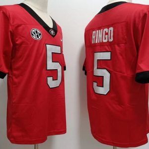 Georgia Bulldogs #5 Ringo New red font jersey