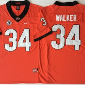 Georgia Bulldogs Red #34 WALKER jersey