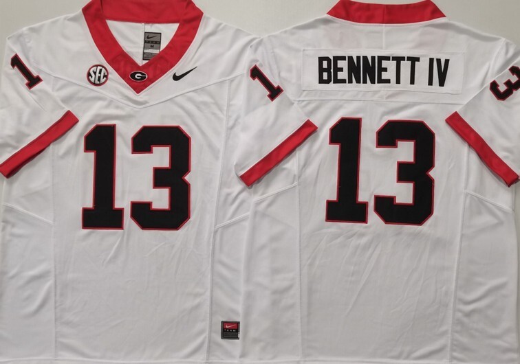 Georgia Bulldogs White #13 BENNETT IV jersey