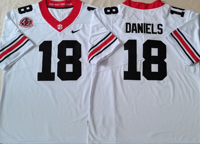Georgia Bulldogs White #18 DANIELS_1 jersey