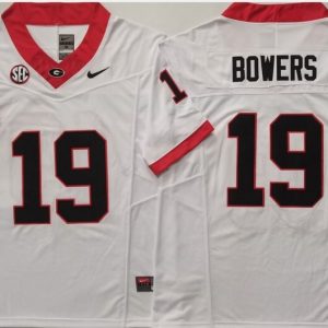 Georgia Bulldogs White #19 BOWERS jersey